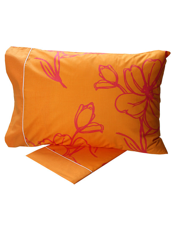 Σετ Σεντόνια Cotton Feelings εμπριμέ 537 Orange Μονό (160x260) από την εταιρεία Sunshine Home