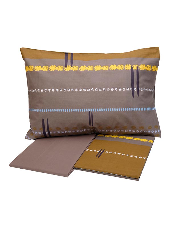 Σετ Σεντόνια Cotton Feelings εμπριμέ 2021 Brown Υπέρδιπλο (220x260) από την εταιρεία Sunshine Home