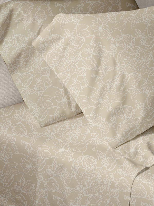 Σετ Σεντόνια Menta Εμπριμέ 020 Beige Μονο (160x250) από την εταιρεία Sunshine Home