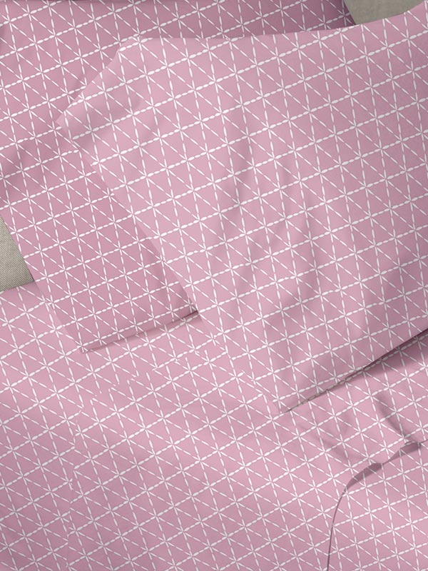 Σετ Σεντόνια Menta Εμπριμέ 940 Pink Υπέρδιπλο (235x250) από την εταιρεία Sunshine Home