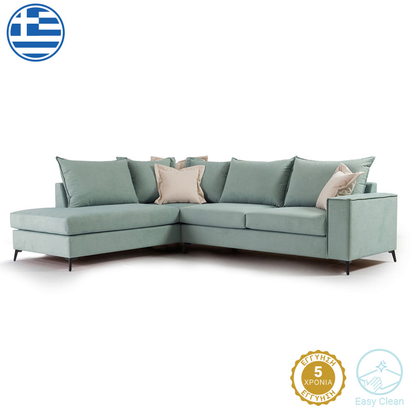 Γωνιακός καναπές δεξιά γωνία Romantic ύφασμα Ciel-Cream 290x235x95εκ από την εταιρεία Pakoworld