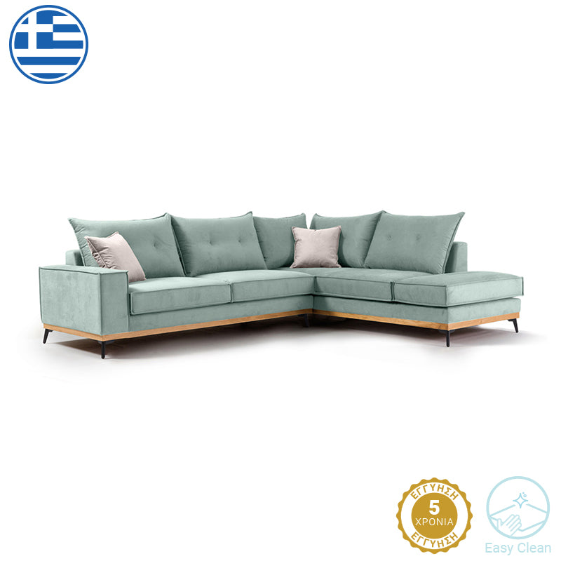 Γωνιακός καναπές αριστερή γωνία Luxury II ύφασμα ciel-cream 290x235x95εκ από την εταιρεία Pakoworld