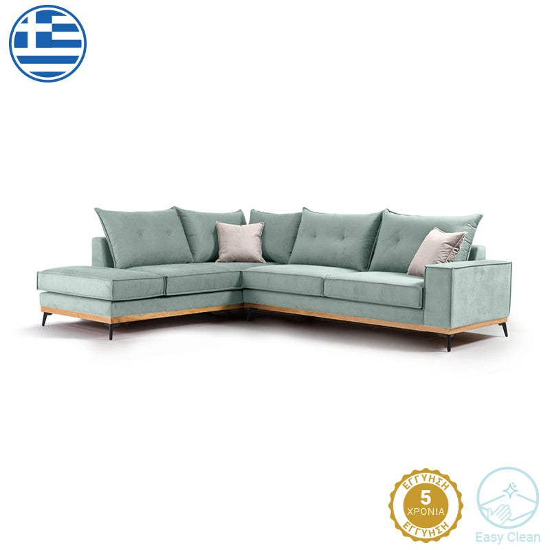 Γωνιακός καναπές δεξιά γωνία Luxury II ύφασμα ciel-cream 290x235x95εκ από την εταιρεία Pakoworld