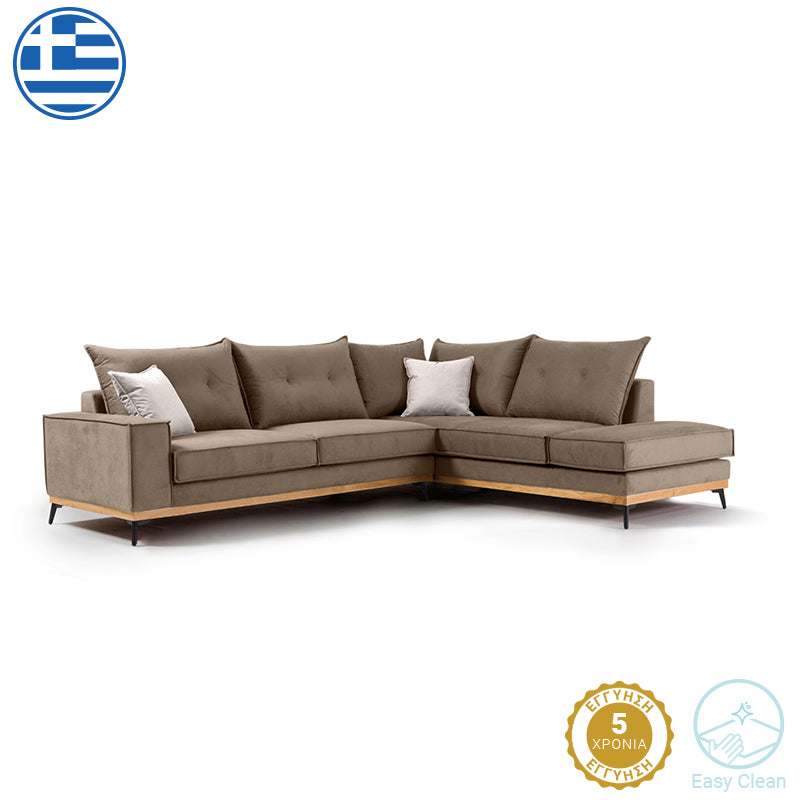 Γωνιακός καναπές αριστερή γωνία Luxury II ύφασμα mocha-cream 290x235x95εκ από την εταιρεία Pakoworld