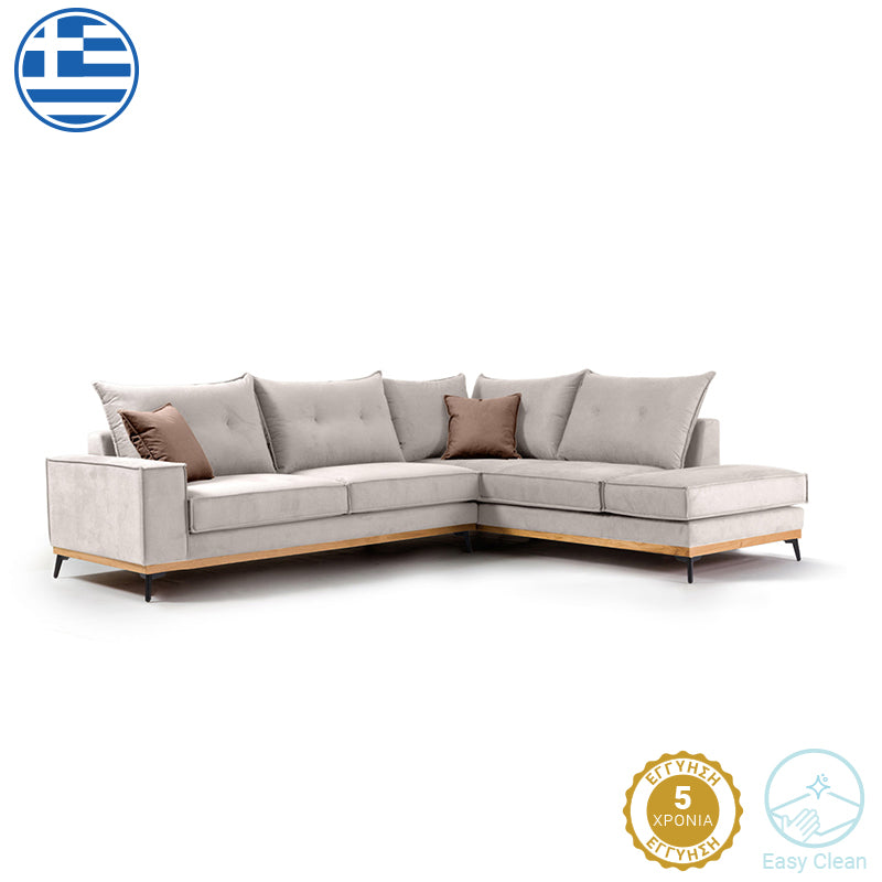 Γωνιακός καναπές αριστερή γωνία Luxury II ύφασμα cream-mocha 290x235x95εκ από την εταιρεία Pakoworld