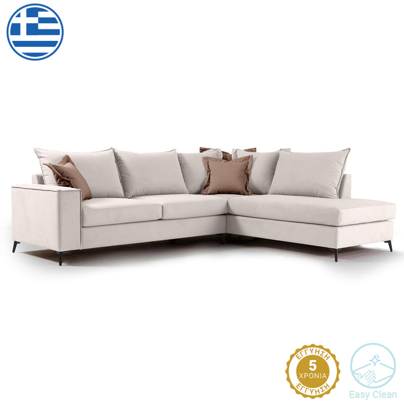 Γωνιακός καναπές αριστερή γωνία Romantic ύφασμα cream-mocha 290x235x95εκ από την εταιρεία Pakoworld