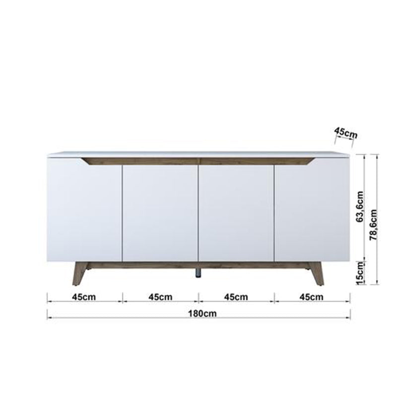 Μπουφές Rafaelo λευκό-καρυδί 180x45x78,5εκ από την εταιρεία Pakoworld