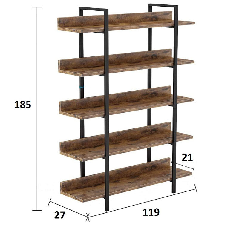 Βιβλιοθήκη Almond καρυδί-μαύρο 119x27x185εκ από την εταιρεία Pakoworld