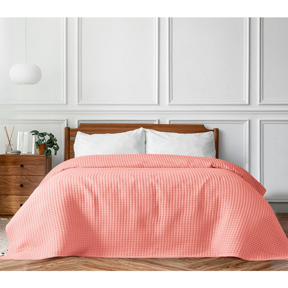 Πικέ υπέρδιπλη waffle Art 1990 Coral 230x240 Κοραλί από την εταιρεία Beauty Home