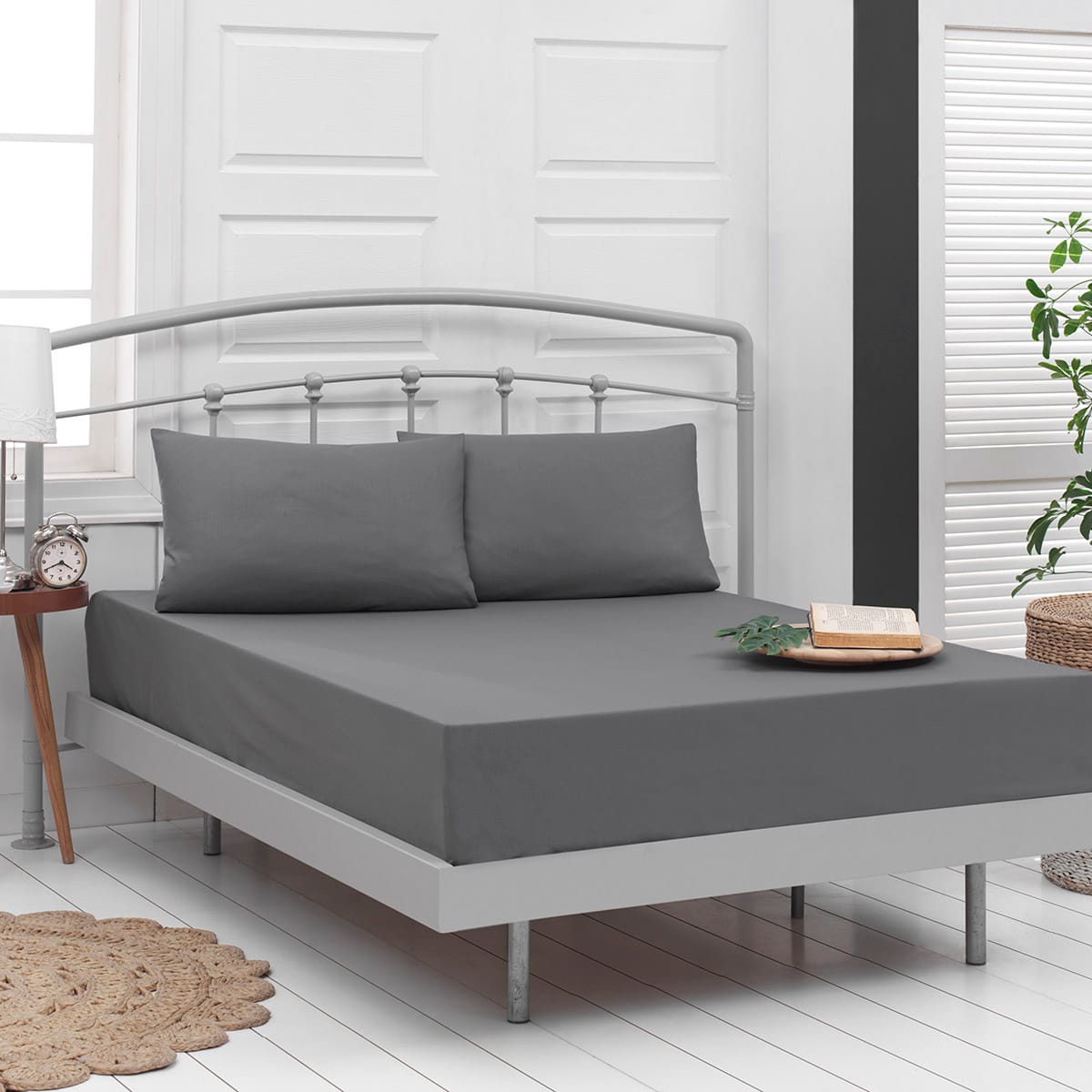 Σεντόνι μονό μονόχρωμο με λάστιχο Art 1999 110x200+30 Ανθρακί από την εταιρεία Beauty Home