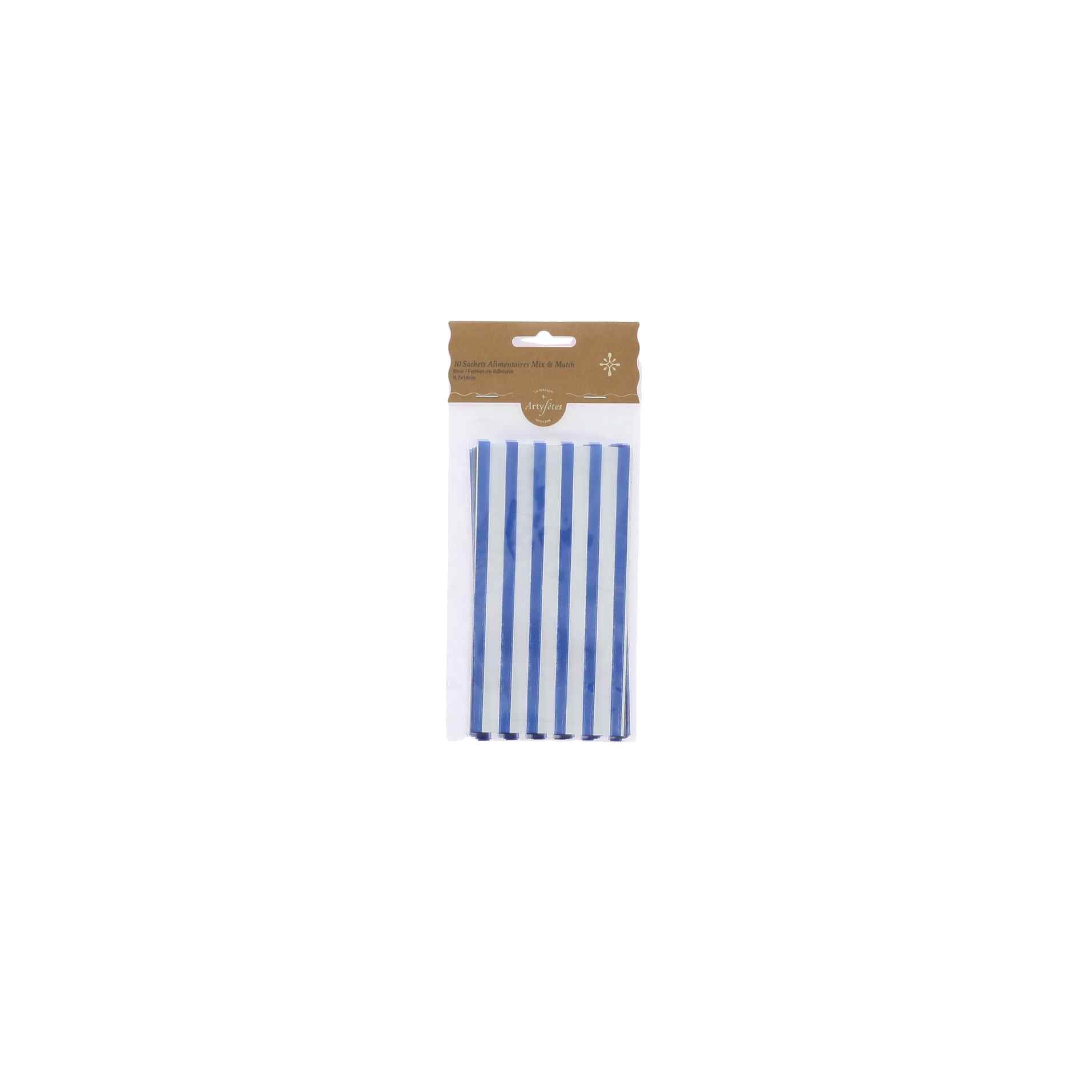 10 Σακούλες με μπλε Ρίγες 8,5x16cm – Κατάλληλες για Τρόφιμα