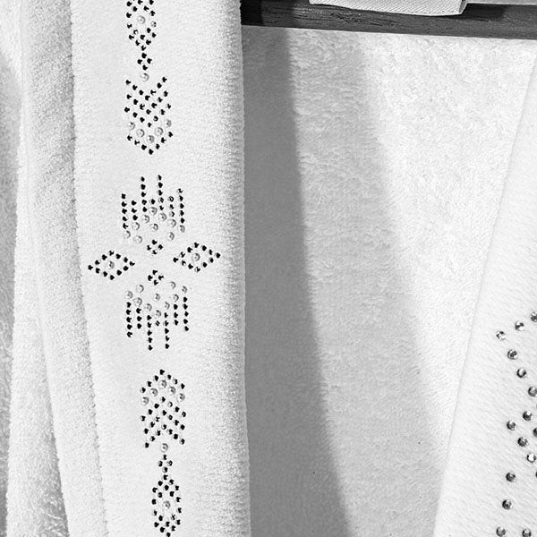 Μπουρνούζι με γιακά και strass Art 3090 M-L Λευκό Beauty Home από την εταιρεία Beauty Home