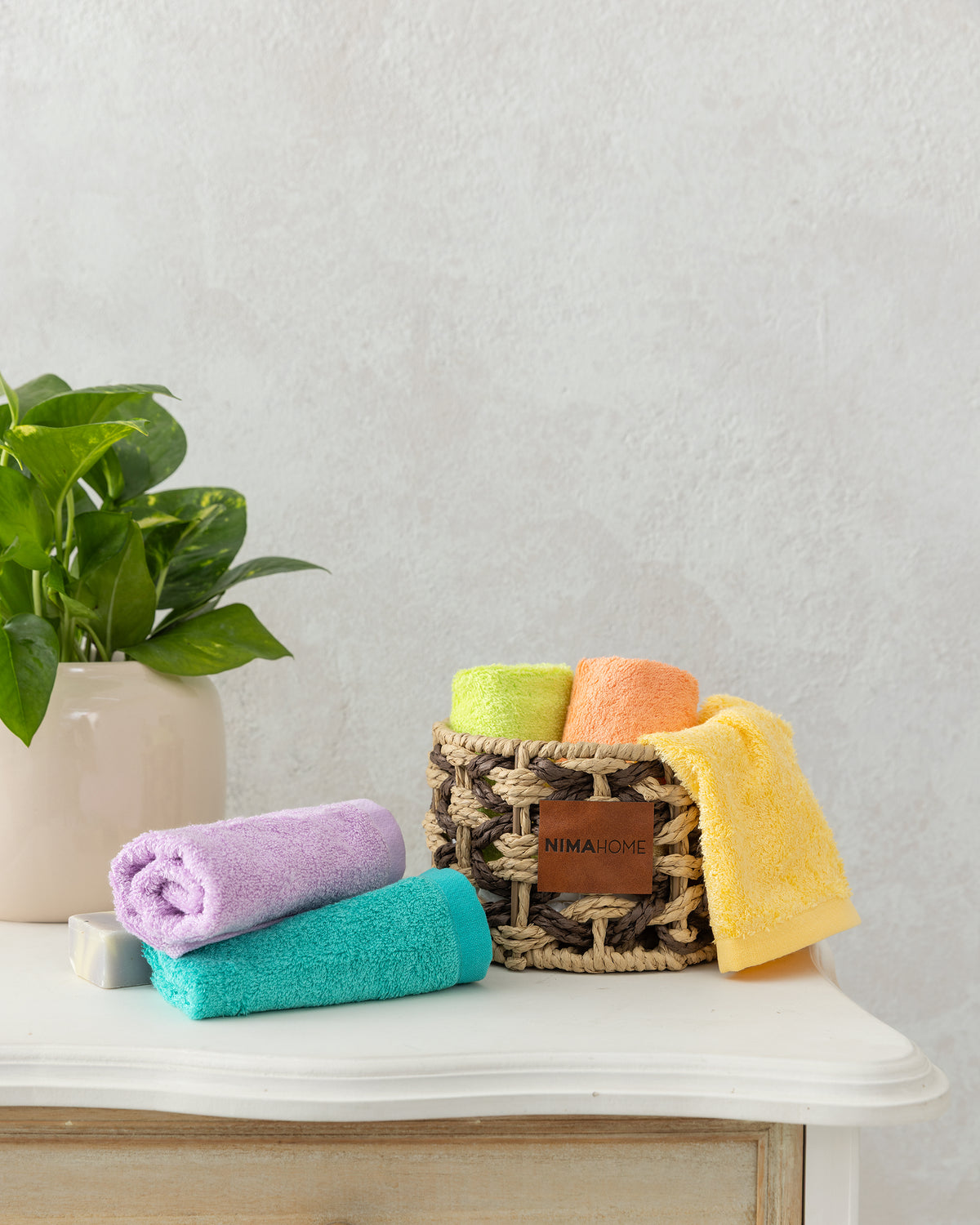 Καλαθάκι με 5 τεμάχια Λαβέτες - Bamboo - Care