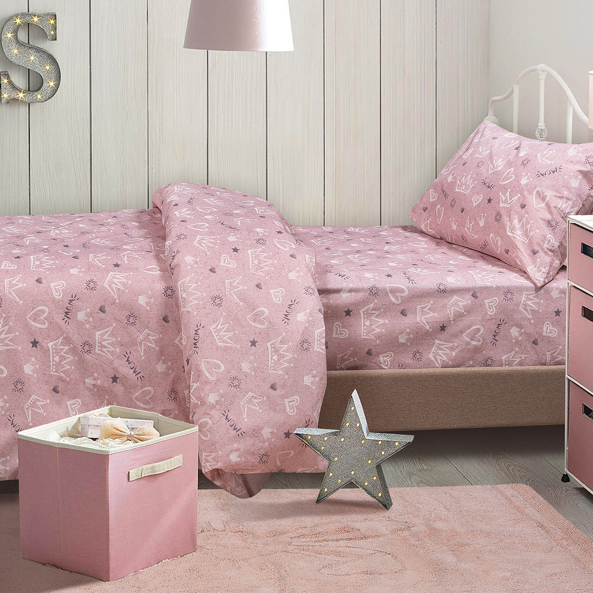 Σετ σεντόνια μονά με λάστιχο Princess Art 6214 100x200+30 Ροζ από την εταιρεία Beauty Home