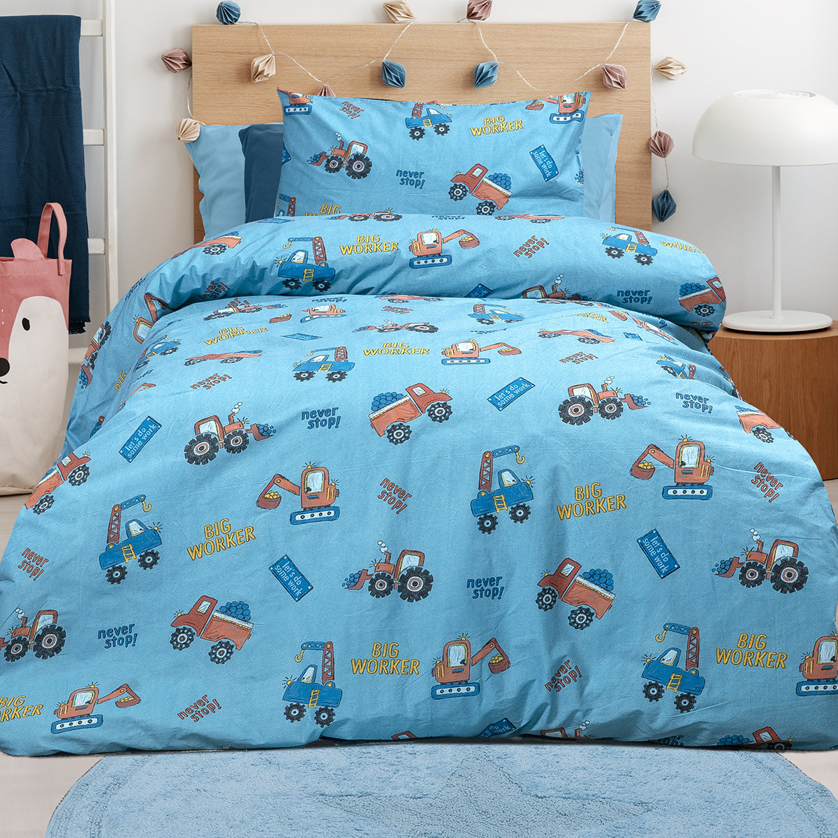 Σετ σεντόνια μονά με λάστιχο Factory Art 6216 100x200+30 Γαλάζιο από την εταιρεία Beauty Home
