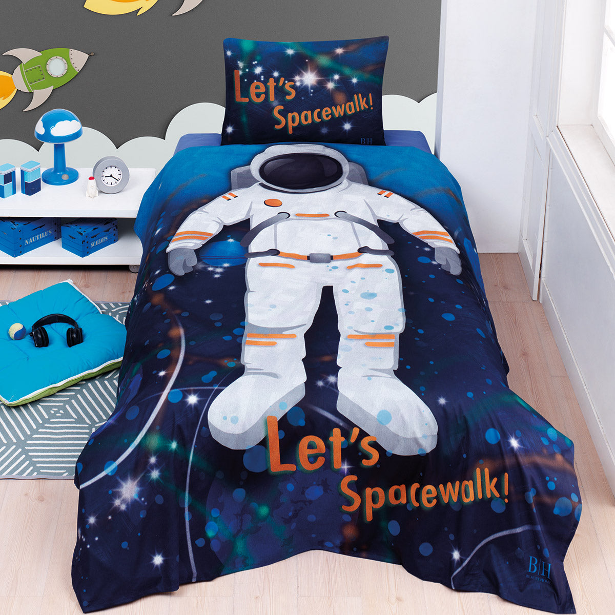 Σετ κουβερλί μονό Spacewalk Art 6227 160x240 Εμπριμέ από την εταιρεία Beauty Home