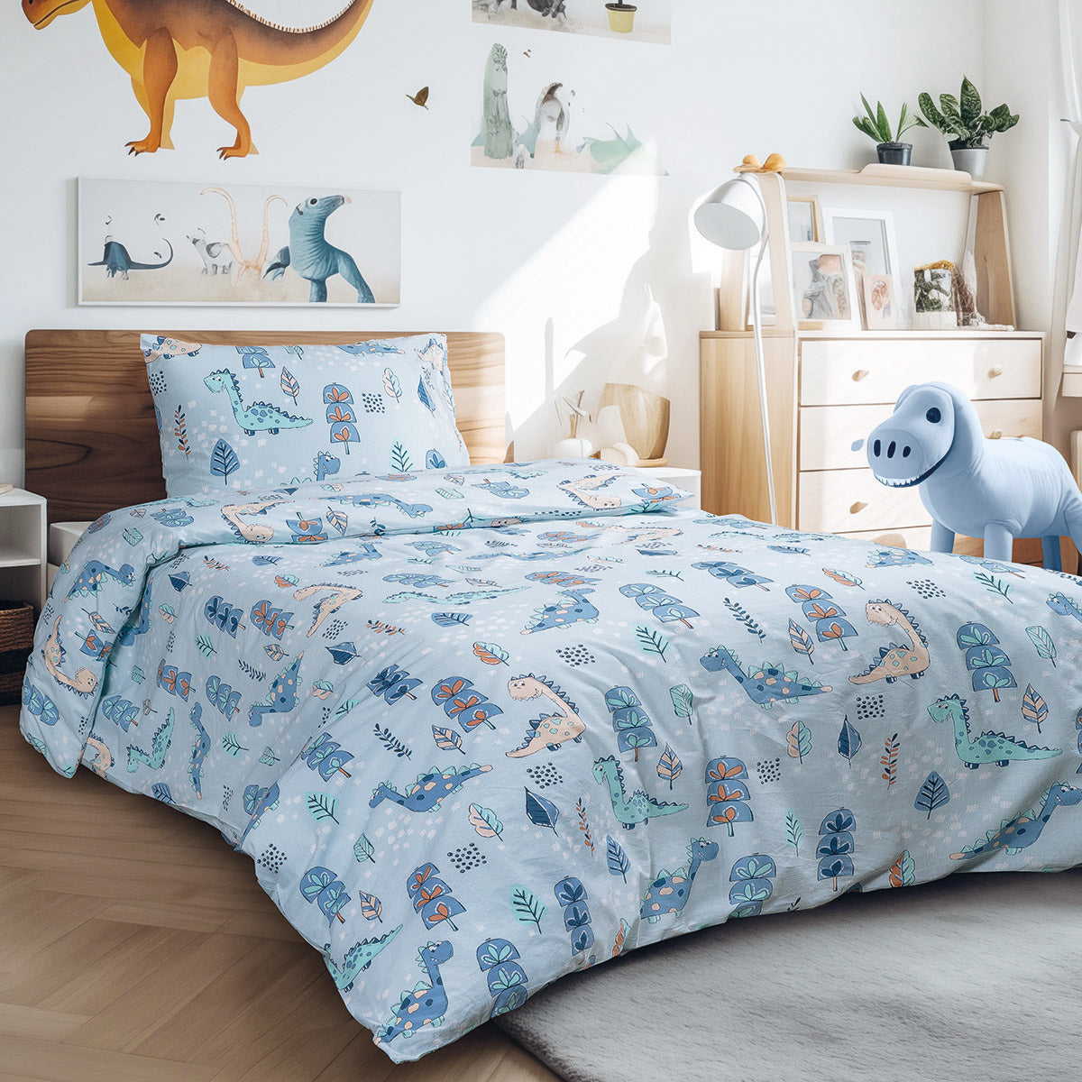 Σετ σεντόνια μονά με λάστιχο Dino Art 6231 105x200+30 Σιελ Beauty Home Default Title από την εταιρεία Beauty Home