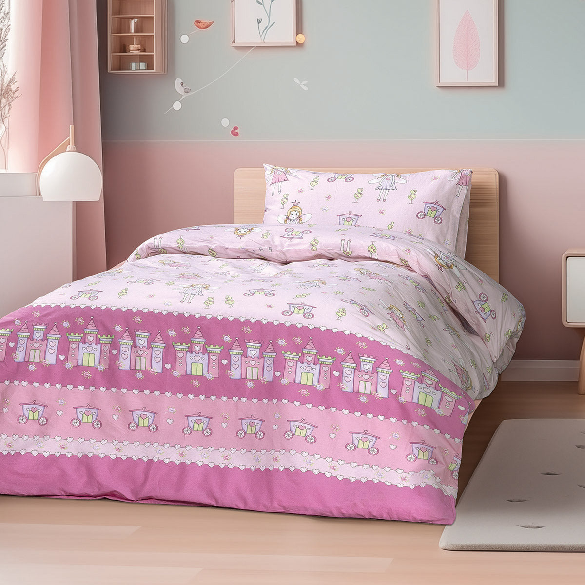 Σετ σεντόνια μονά με λάστιχο Dreamy Art 6232 105x200+30 Ροζ από την εταιρεία Beauty Home