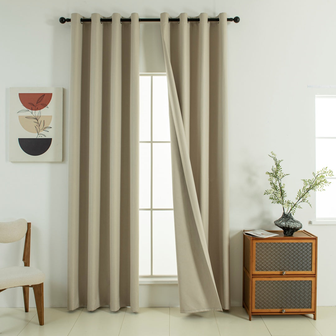 Κουρτίνα Full Blackout σκίασης με 8 κρίκους Soft Art 8391 Beige 140x270 Άμμου από την εταιρεία Beauty Home