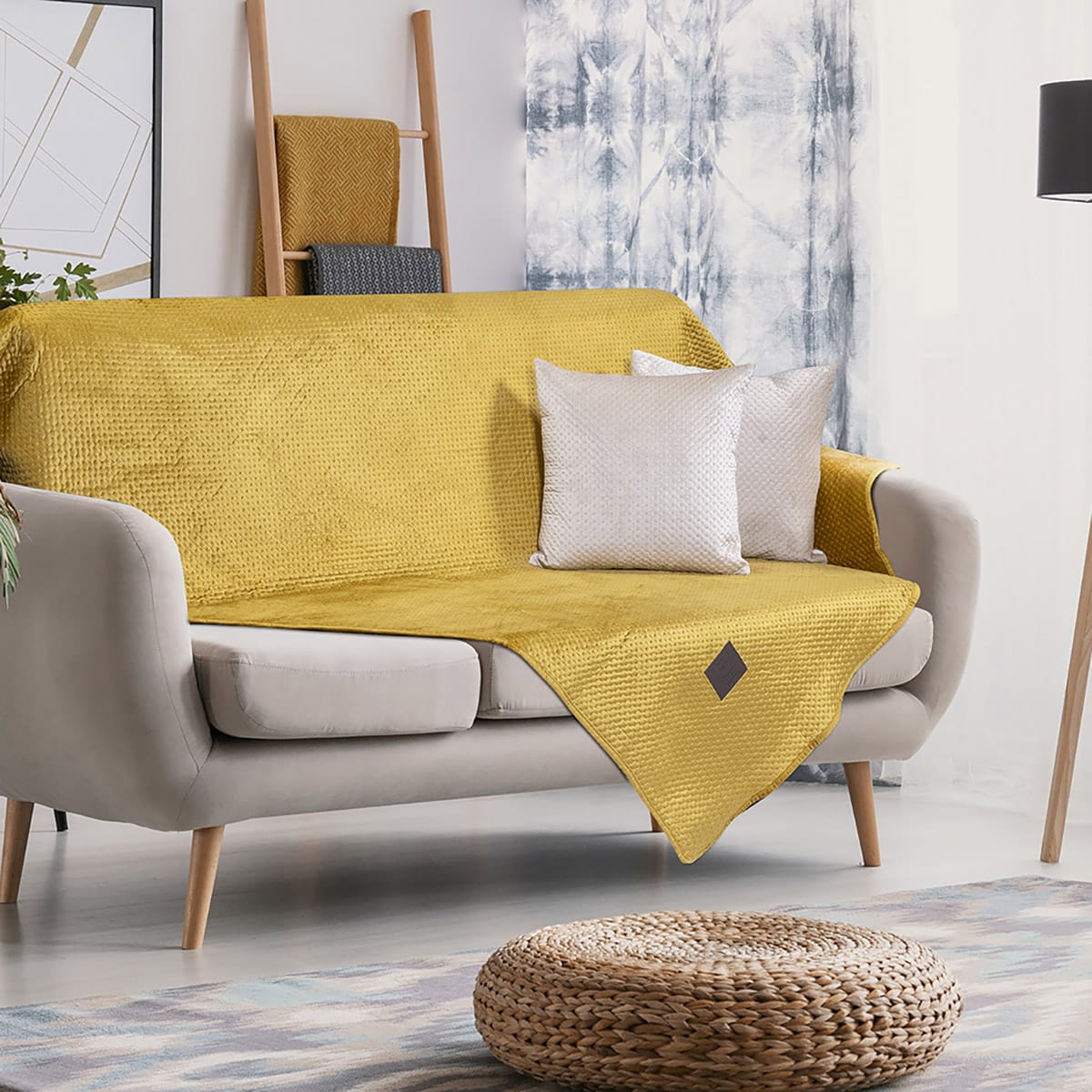 Ριχτάρι Τριθέσιο Velvety Art 8412 180x300 Ώχρα από την εταιρεία Beauty Home