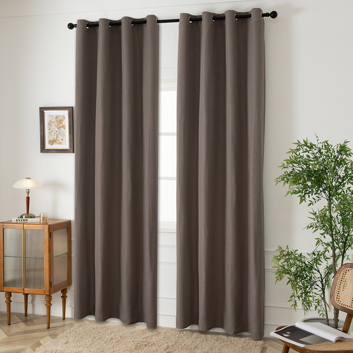 Κουρτίνα Blackout Jacquard σκίασης με 8 μεταλλικούς κρίκους Glare Art 8444 140x270 Μόκα Default Title από την εταιρεία Beauty Home