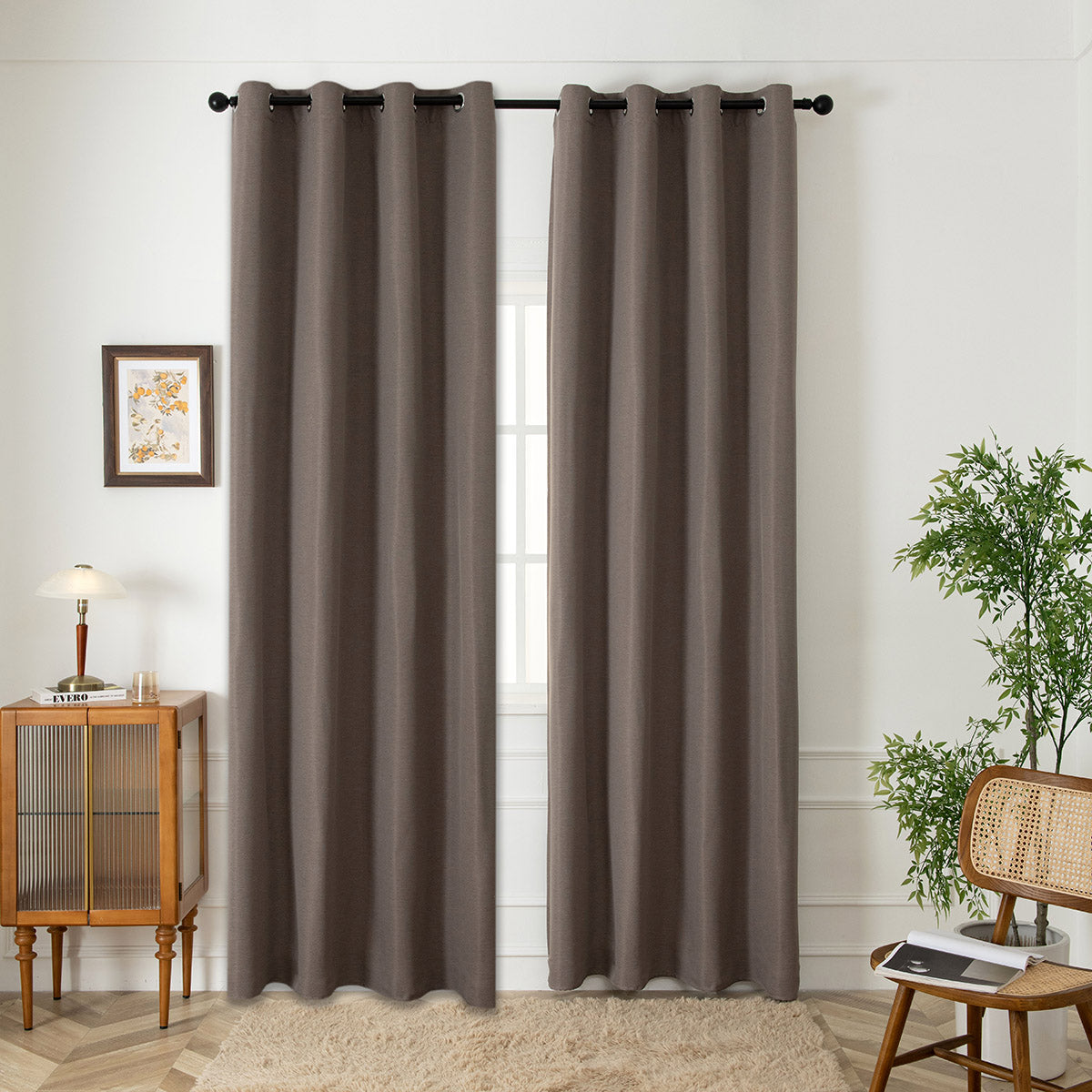 Κουρτίνα Blackout Jacquard σκίασης με 8 μεταλλικούς κρίκους Glare Art 8444 140x270 Μόκα από την εταιρεία Beauty Home