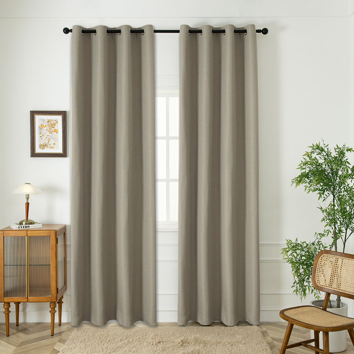 Κουρτίνα Blackout Jacquard σκίασης με 8 μεταλλικούς κρίκους Glare Art 8444 140x270 Άμμου από την εταιρεία Beauty Home