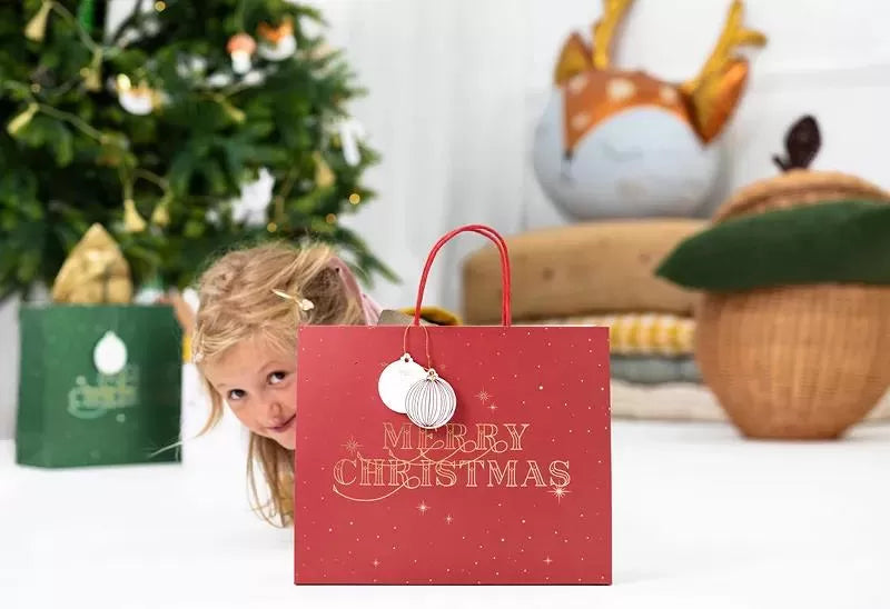 ΧΑΡΤΙΝΗ ΤΣΑΝΤΑ MERRY CHRISTMAS ΚΟΚΚΙΝΗ 32.5×26.5×11.5cm