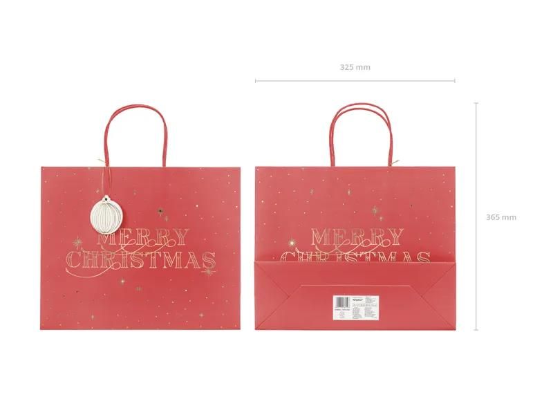 ΧΑΡΤΙΝΗ ΤΣΑΝΤΑ MERRY CHRISTMAS ΚΟΚΚΙΝΗ 32.5×26.5×11.5cm