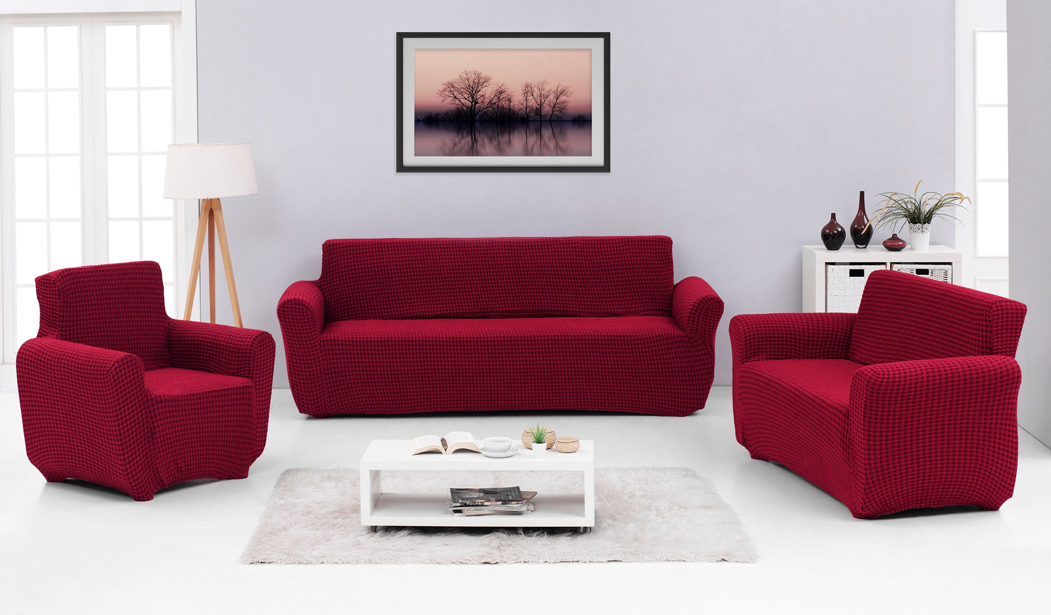 Ελαστικά καλύμματα καναπέ σετ 3τμχ Art 8600 Μπορντό Beauty Home Μπορντό από την εταιρεία Beauty Home