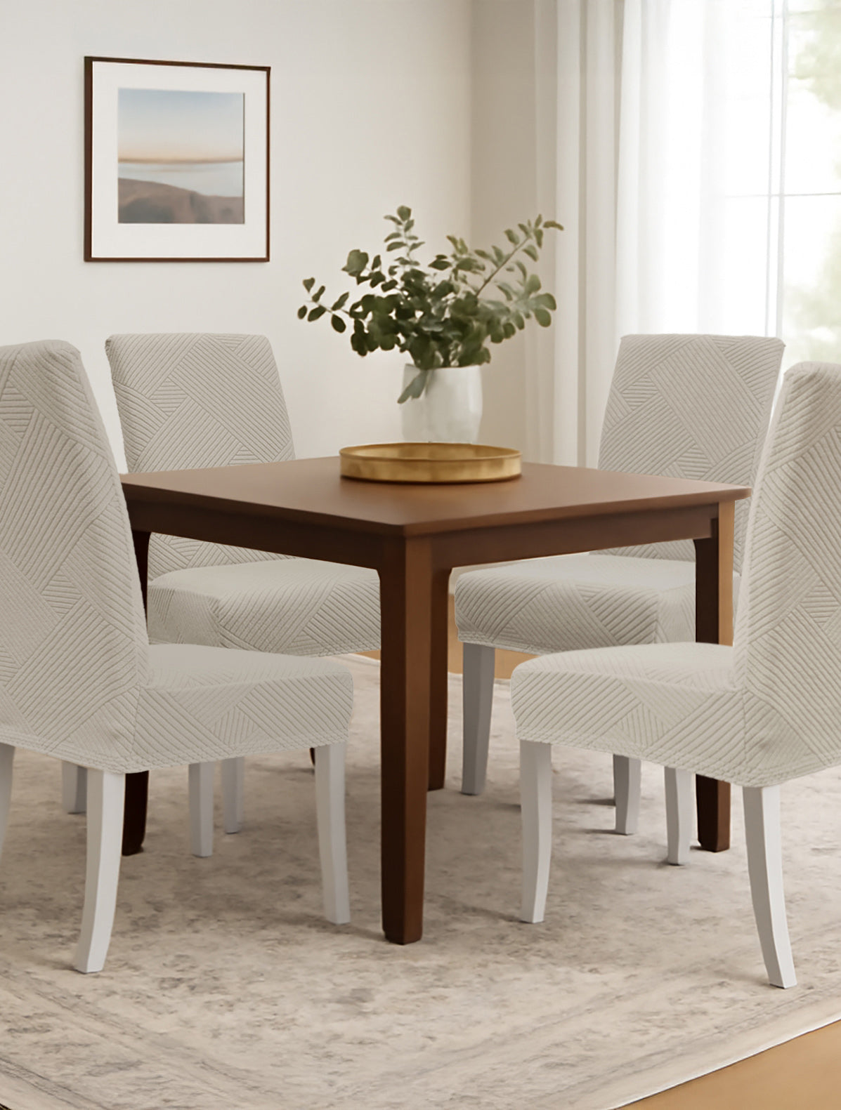 Ελαστικά καλύμματα τραπεζαρίας EARTHLINE BEIGE από την εταιρεία Madi