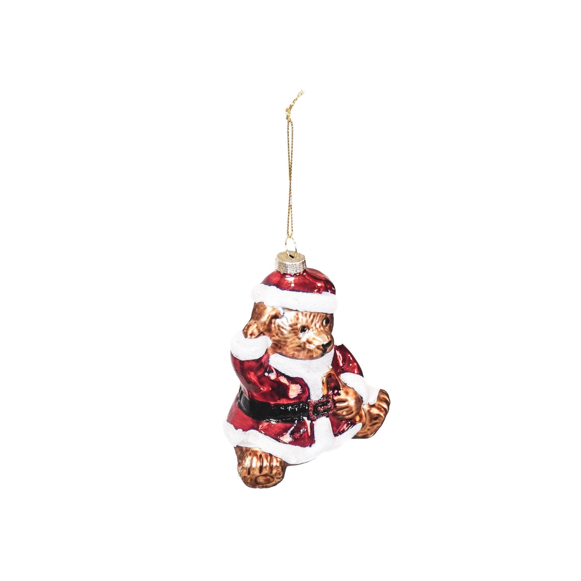 Στολίδι Santa Bear Γυαλίνο 9,5 x 6 x 10,5 cm