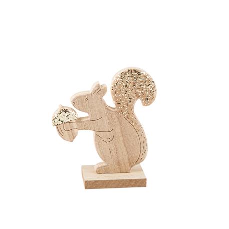 Σκίουρος ξύλινος με χρυσό γκλίτερ 10.5 x 11.7 cm