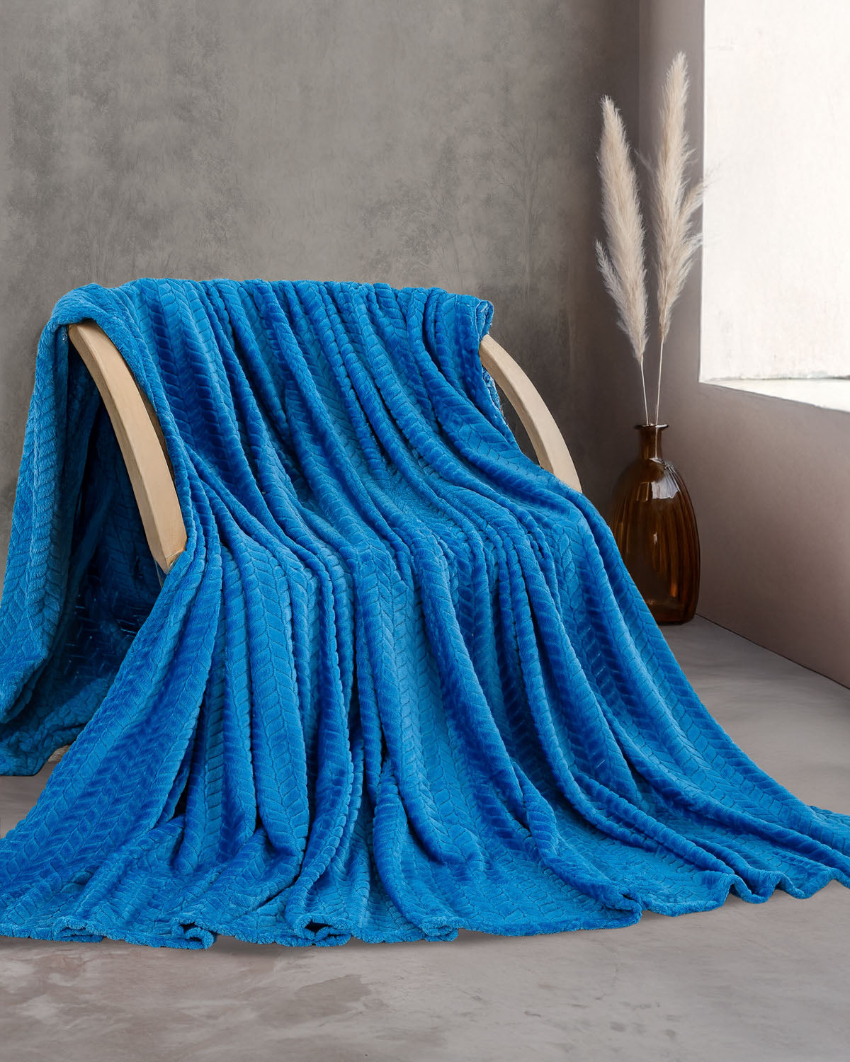 HARMONIE - Κουβέρτα JACQUARD FLANNEL Υπέρδιπλο Μπλε 220 x 240 από την εταιρεία Rythmos Home