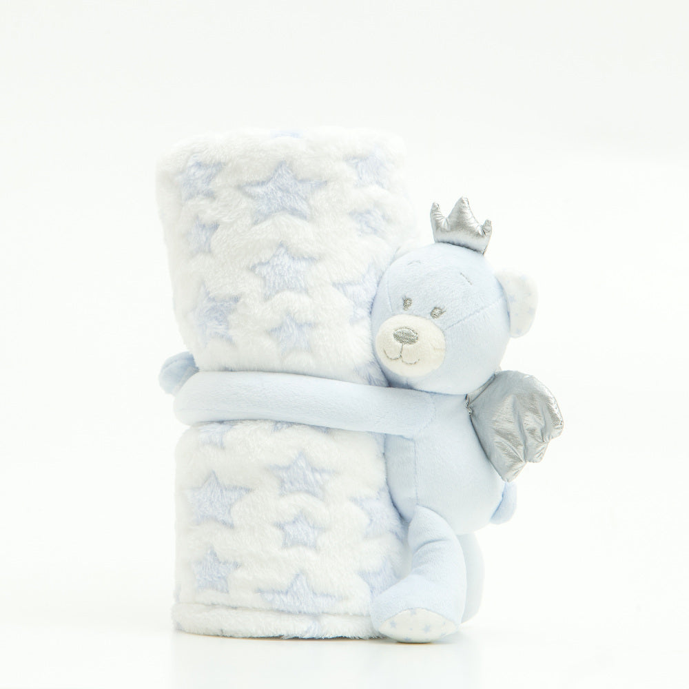 Κουβέρτα Αγκαλιάς Σετ Κουκλάκι Angel Bear Γαλάζιο από την εταιρεία Borea Home Textiles