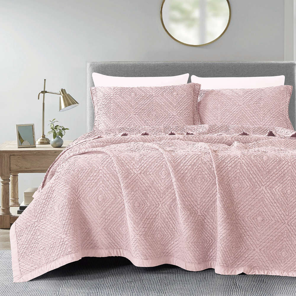 Κουβέρτα Ζακάρ Σετ Carrara Ροζέ Υπέρδιπλη από την εταιρεία Borea Home Textiles