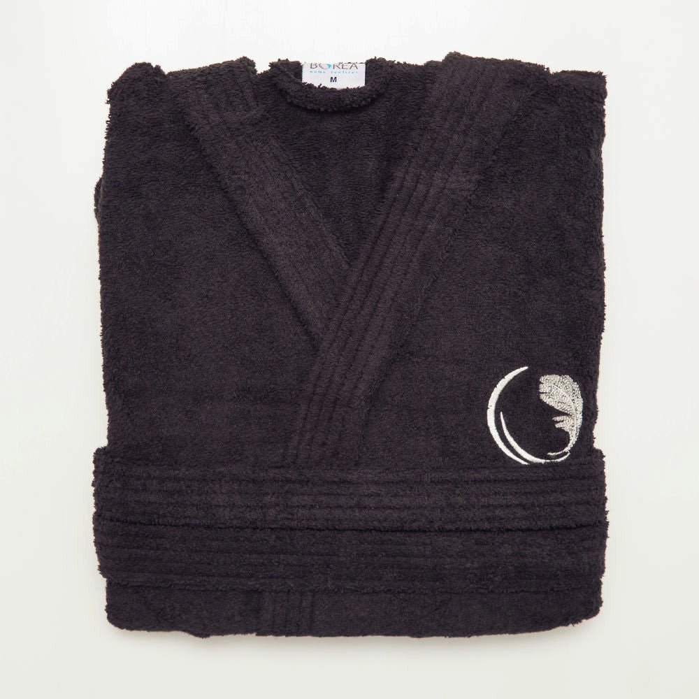 Μπουρνούζι Ενηλίκων Με Κουκούλα Logo Μαύρο από την εταιρεία Borea Home Textiles