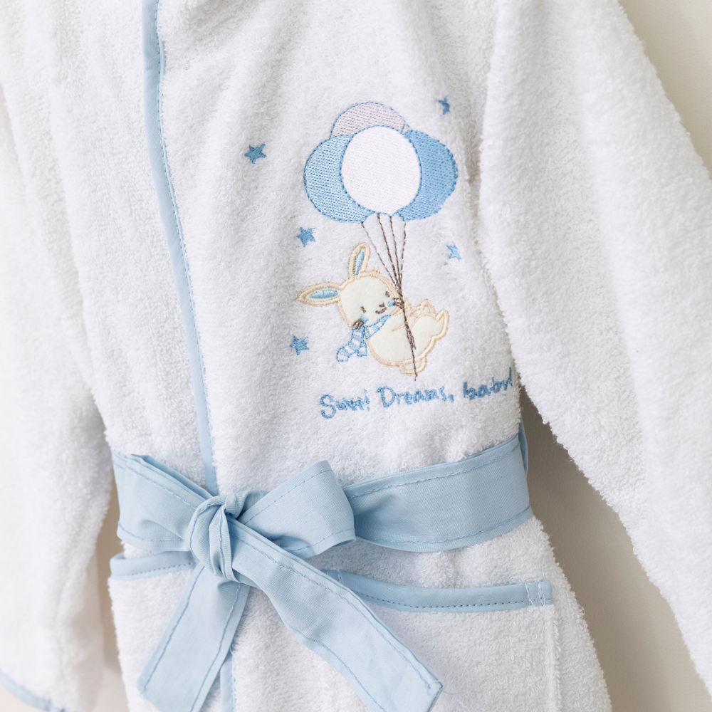 Μπουρνούζι Βρεφικό Sweet Dreams Baby Λευκό-Σιέλ από την εταιρεία Borea Home Textiles