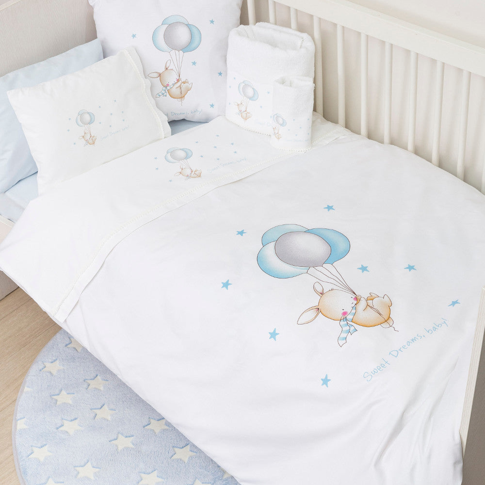 Παπλωματοθήκη Κούνιας Sweet Dreams Baby Λευκό-Σιέλ από την εταιρεία Borea Home Textiles