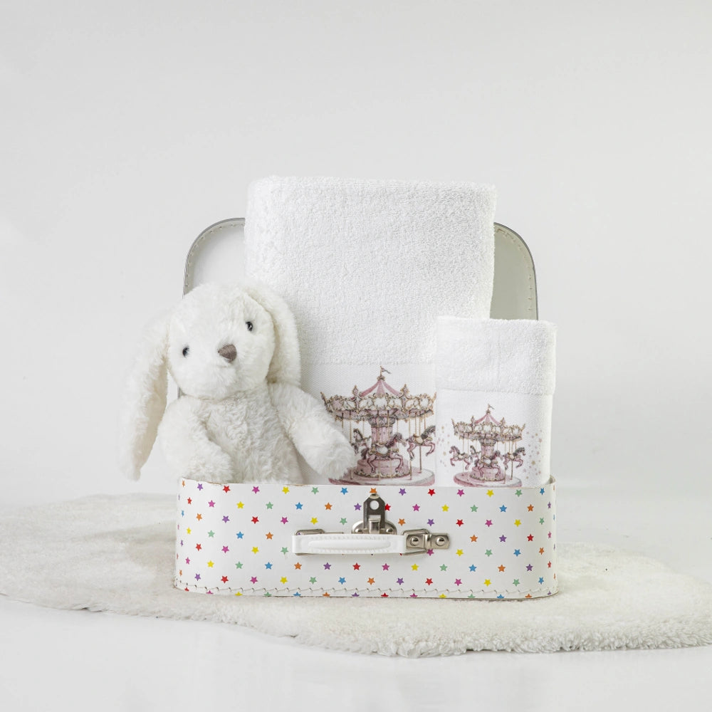 Πετσέτες Σετ 2ΤΜΧ Carousel Λευκό-Ροζ από την εταιρεία Borea Home Textiles