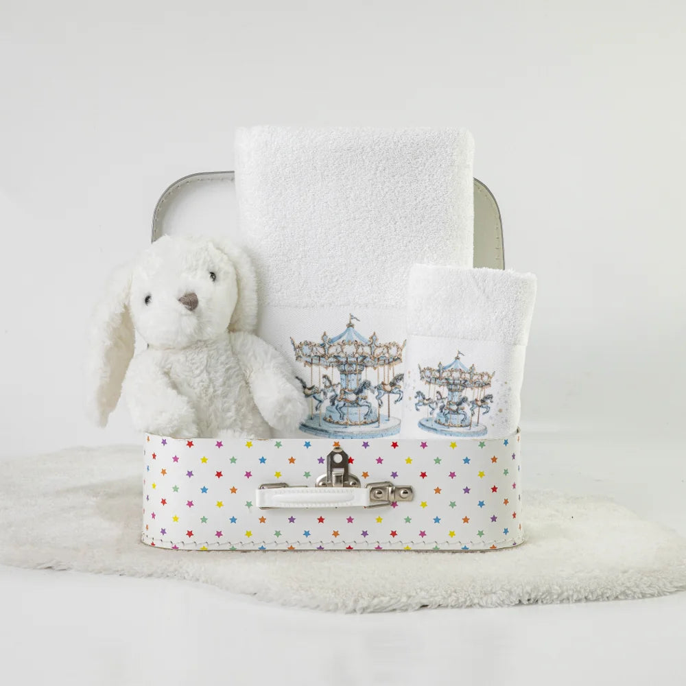 Πετσέτες Σετ 2ΤΜΧ Carousel Λευκό-Σιέλ από την εταιρεία Borea Home Textiles