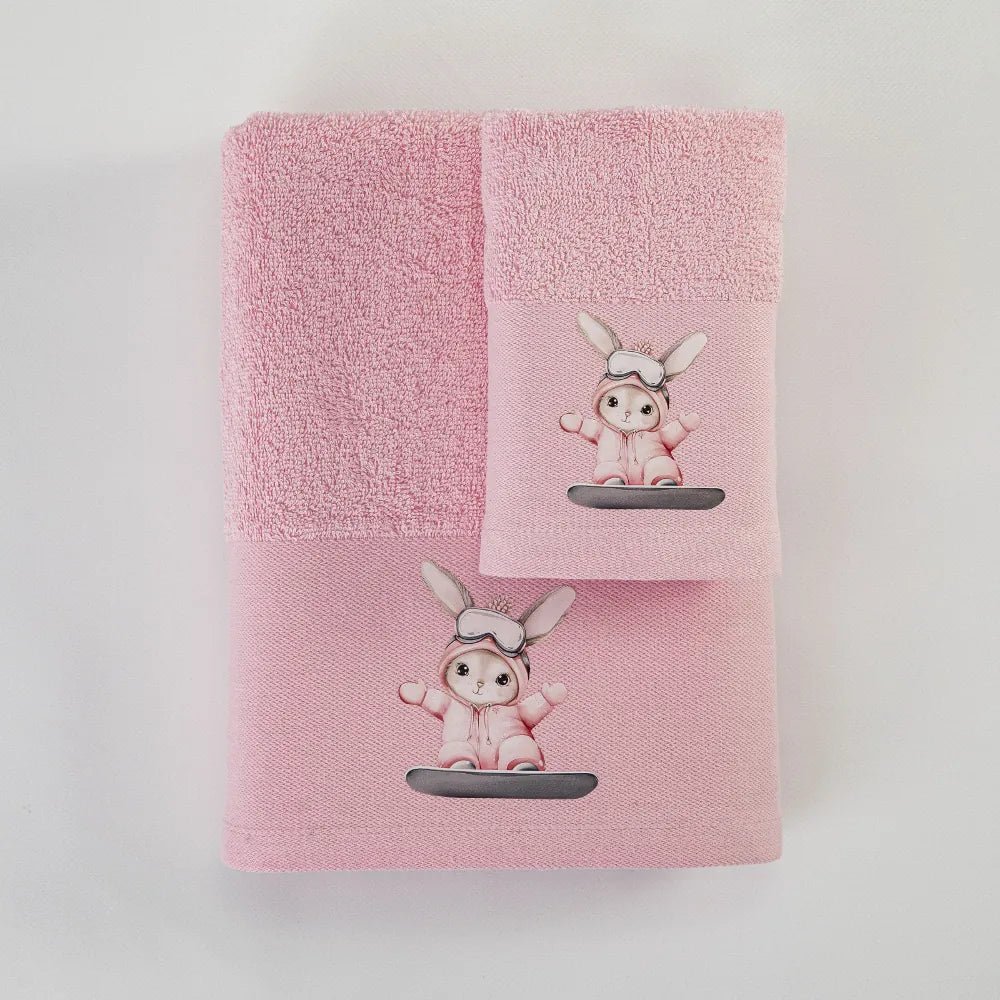 Πετσέτες Σετ 2ΤΜΧ Snowboard Ροζ από την εταιρεία Borea Home Textiles
