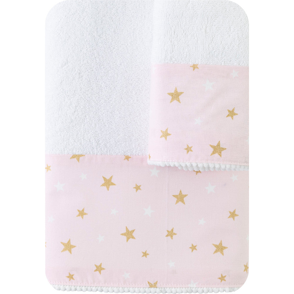 Πετσέτες Σετ 2ΤΜΧ Stardust Λευκό-Ροζ από την εταιρεία Borea Home Textiles