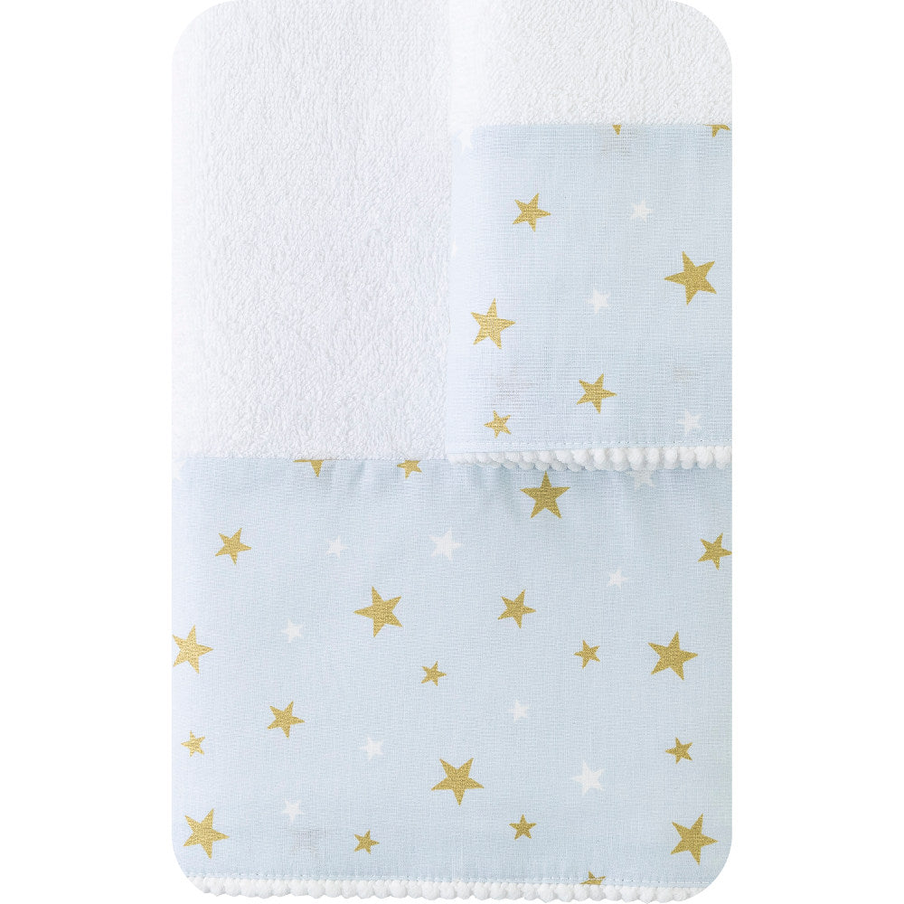 Πετσέτες Σετ 2ΤΜΧ Stardust Λευκό-Σιέλ από την εταιρεία Borea Home Textiles