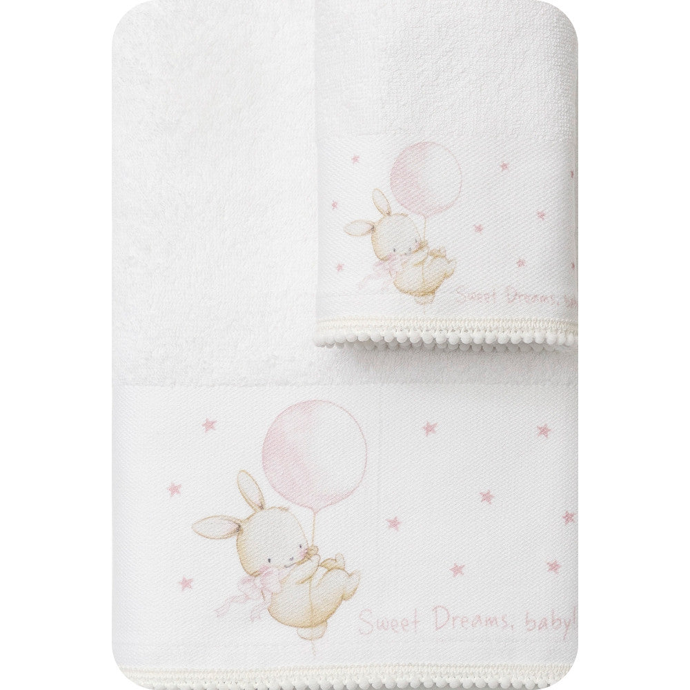 Πετσέτες Σετ 2ΤΜΧ Sweet Dreams Baby Λευκό-Ροζ από την εταιρεία Borea Home Textiles