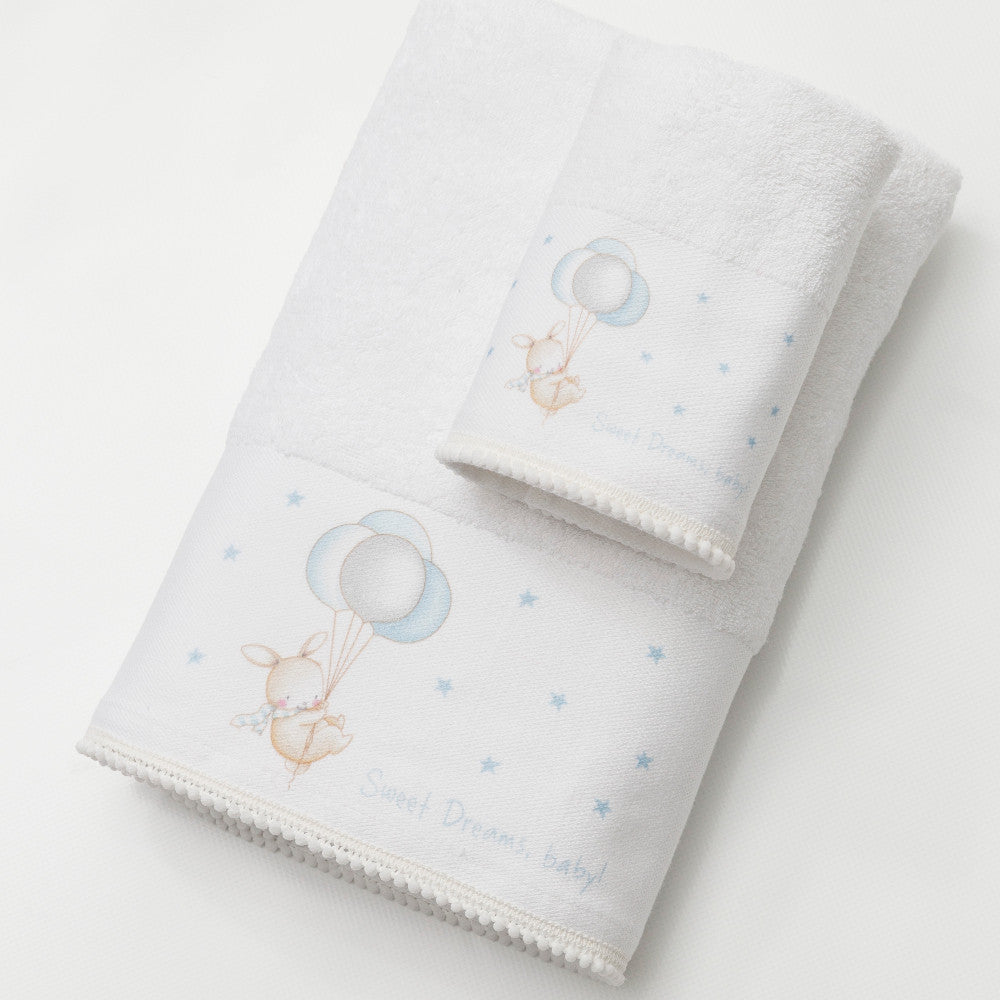 Πετσέτες Σετ 2ΤΜΧ Sweet Dreams Baby Λευκό-Σιέλ από την εταιρεία Borea Home Textiles