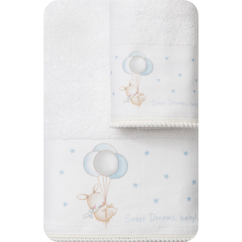 Πετσέτες Σετ 2ΤΜΧ Sweet Dreams Baby Λευκό-Σιέλ από την εταιρεία Borea Home Textiles