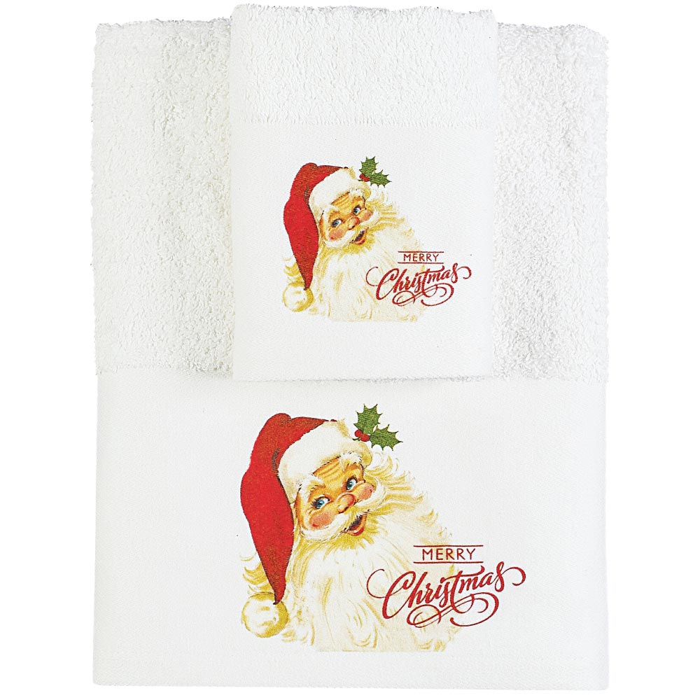 Πετσέτες Χριστουγεννιάτικες Σετ 2ΤΜΧ CR-5 ΛΕΥΚΟ από την εταιρεία Borea Home Textiles