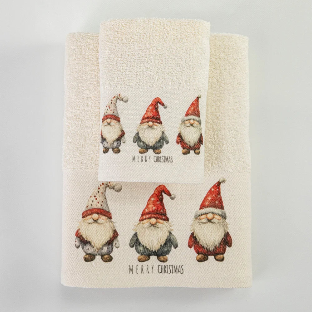 Πετσέτες Χριστουγεννιάτικες Σετ 2ΤΜΧ Festive Gnomes Εκρού από την εταιρεία Borea Home Textiles