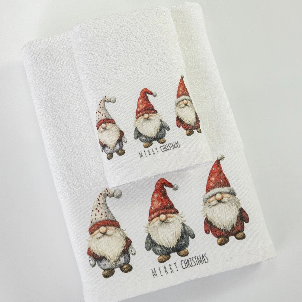 Πετσέτες Χριστουγεννιάτικες Σετ 2ΤΜΧ Festive Gnomes Λευκό από την εταιρεία Borea Home Textiles